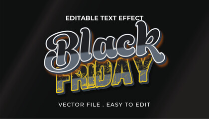 black friday typography Editable text effect 3d Traditional Cartoon template style premium vector	
