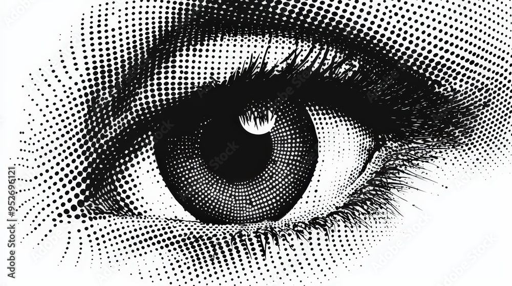 Poster a detailed illustration highlights the beauty of a human eye with visible eyelashes and a captivatin