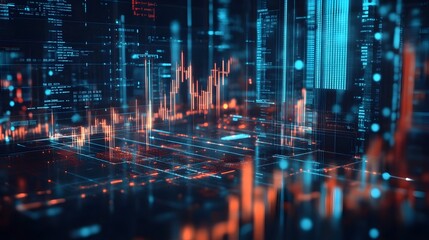 Futuristic Financial Technology Landscape with Dynamic Cryptocurrency Trading Platforms and Innovative Blockchain Startups