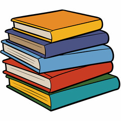 White Background Stack of Books Vector Art