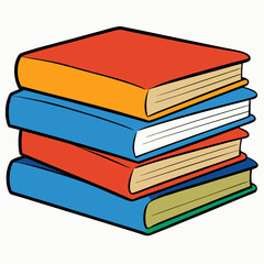 White Background Stack of Books Vector Art