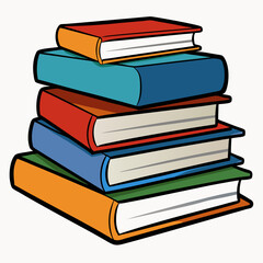 White Background Stack of Books Vector Art