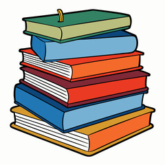 White Background Stack of Books Vector Art