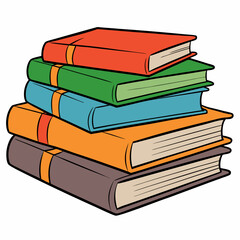 White Background Stack of Books Vector Art