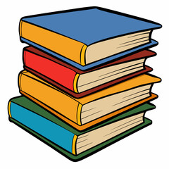 White Background Stack of Books Vector Art