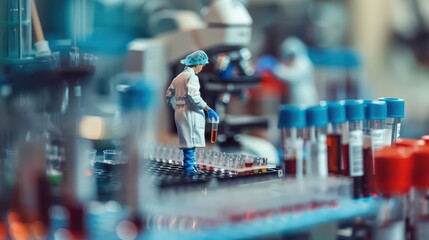 Obraz premium Scientist in laboratory conducting experiments with test tubes and equipment for research and analysis.