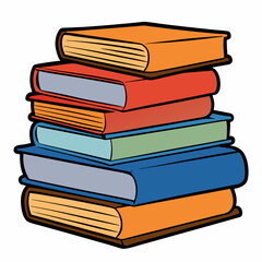 White Background Stack of Books Vector Art