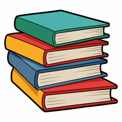 White Background Stack of Books Vector Art