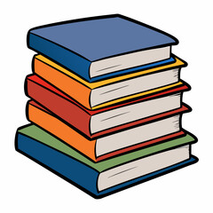 White Background Stack of Books Vector Art