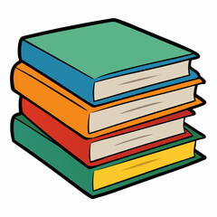 White Background Stack of Books Vector Art
