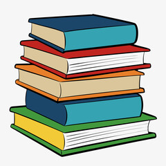 White Background Stack of Books Vector Art