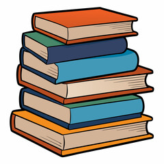 White Background Stack of Books Vector Art