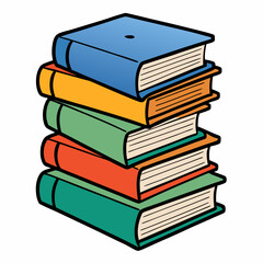 White Background Stack of Books Vector Art