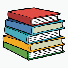 White Background Stack of Books Vector Art
