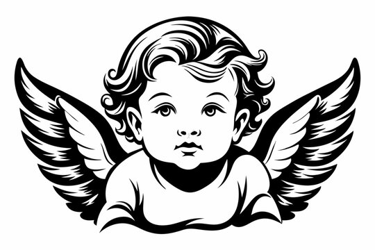 recommend clip art: Baby Angel silhouette vector illustration