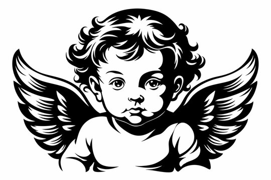 recommend clip art: Baby Angel silhouette vector illustration