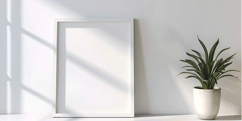 Minimalist Home Decor with Picture Frame and Cherry Blossoms