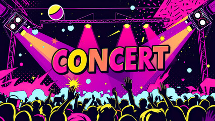 Concert Crowd with Lights and Stage