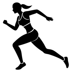 Fitness Women Running Pose - Vector Illustration