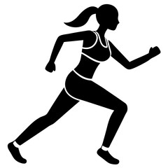 Fitness Women Running Pose - Vector Illustration
