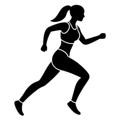 Fitness Women Running Pose - Vector Illustration