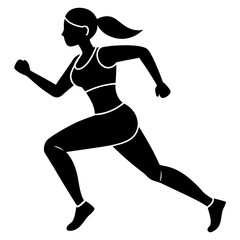 Fitness Women Running Pose - Vector Illustration