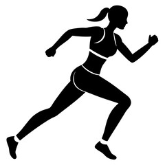 Fitness Women Running Pose - Vector Illustration