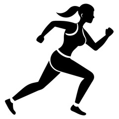 Fitness Women Running Pose - Vector Illustration