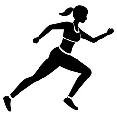 Fitness Women Running Pose - Vector Illustration