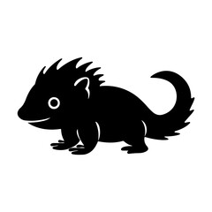 Fototapeta premium Axolotl silhouette black white vector illustration