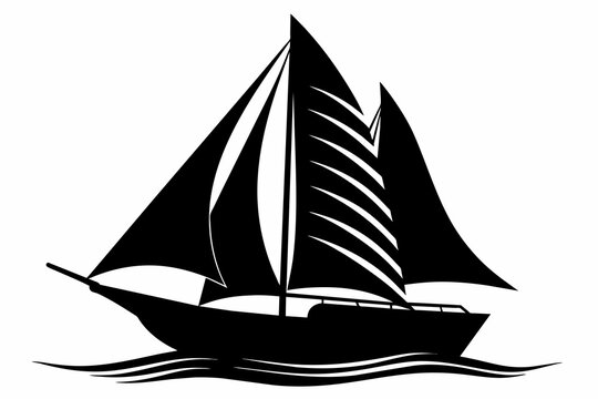 recommend clip art: Sailboat silhouette black vector art illustration