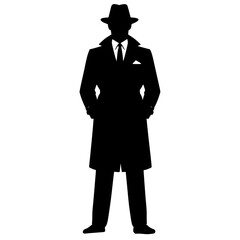 silhouette of a gentlemen with classic  suit , gangster  vector illustration 
