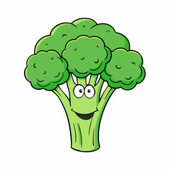 Broccoli Silhouette Vector Outline on White Background