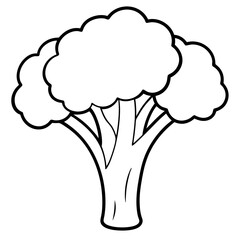 Broccoli Silhouette Vector Outline on White Background