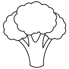 Broccoli Silhouette Vector Outline on White Background