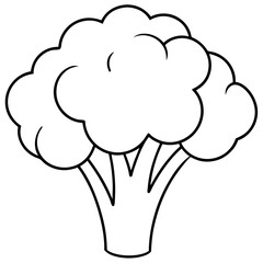 Broccoli Silhouette Vector Outline on White Background