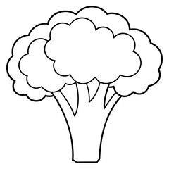 Broccoli Silhouette Vector Outline on White Background