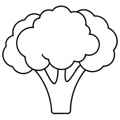 Broccoli Silhouette Vector Outline on White Background