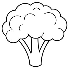 Broccoli Silhouette Vector Outline on White Background