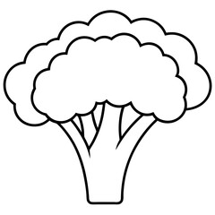 Broccoli Silhouette Vector Outline on White Background