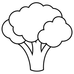 Broccoli Silhouette Vector Outline on White Background