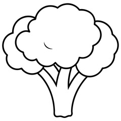 Broccoli Silhouette Vector Outline on White Background