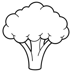 Broccoli Silhouette Vector Outline on White Background