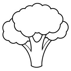 Broccoli Silhouette Vector Outline on White Background