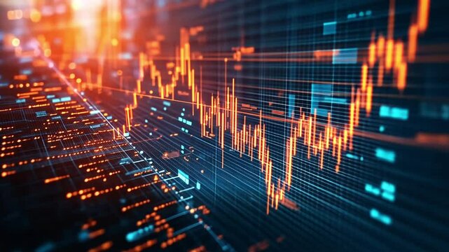 stock market graph technology blue background footage