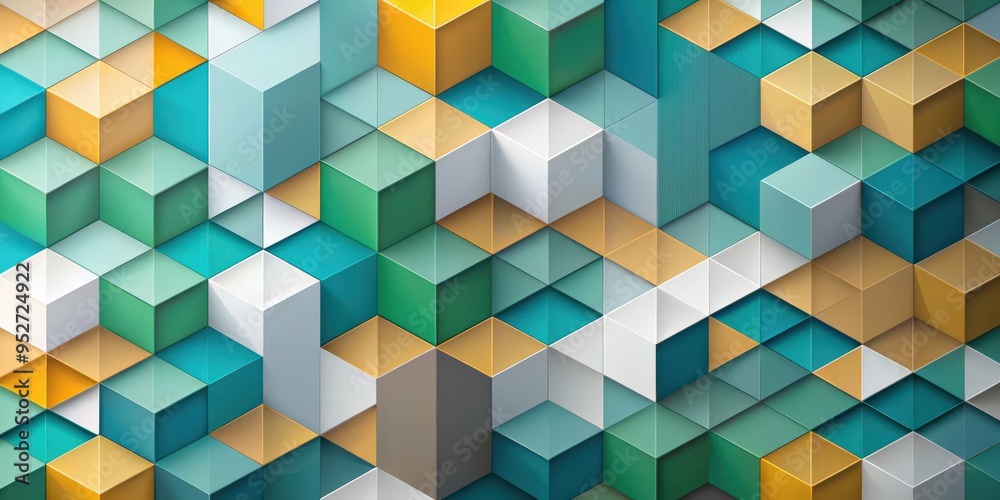 Aufkleber Isometric geometric background with abstract blocks and polygon patterns, abstract, geometric, background, isometric, blocks