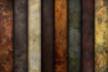 Aged metal pipes with varied corrosion patterns