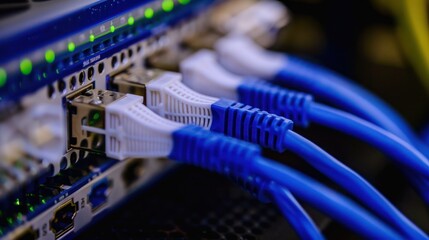 Network Cables Connected to a Server