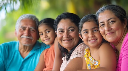 Happy Multi Generational Family Portrait  Outdoors  Smiling  Close Up