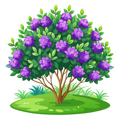 Purple fowers bush vector illustration 